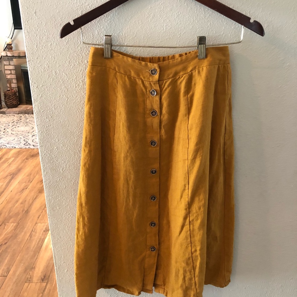 Mustard color midi skirt